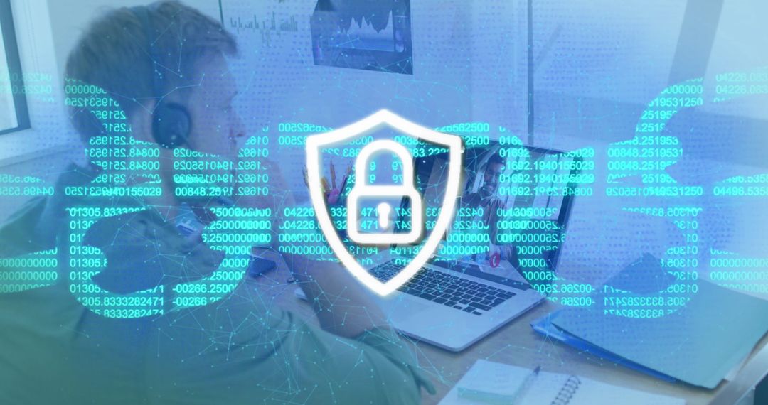 Digital Security Concept Featuring Businessman and Technology