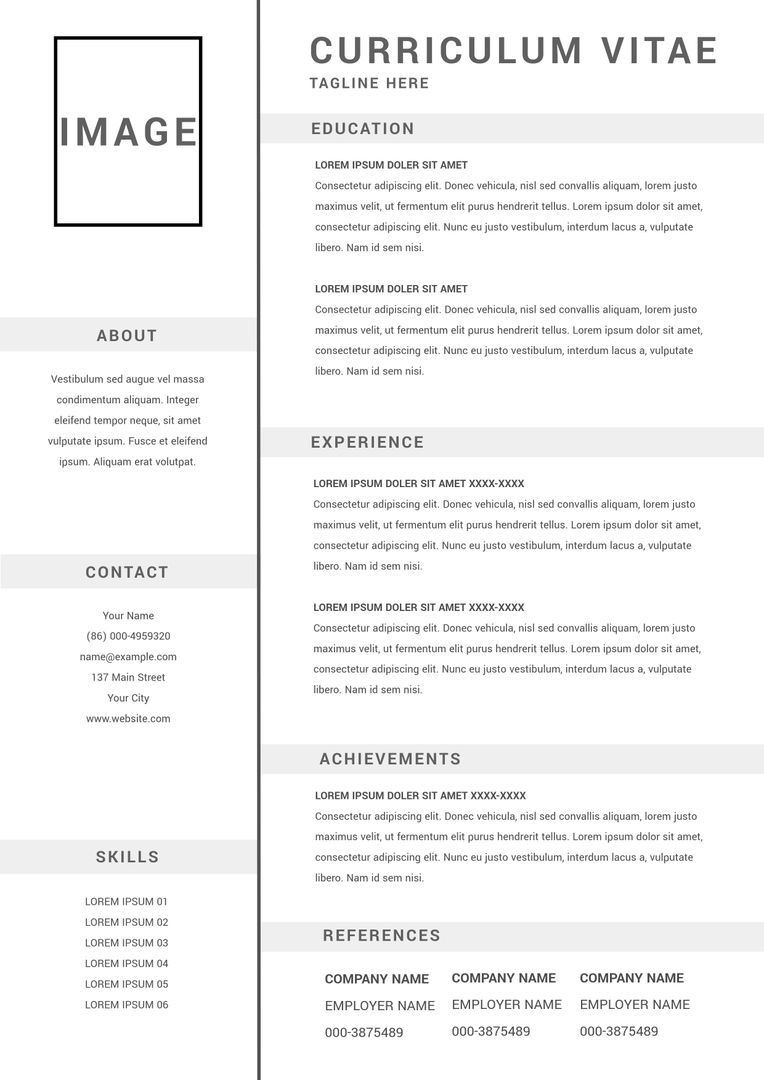 Professional CV Template with Modern Design and Photo Space - Download Free Stock Templates Pikwizard.com