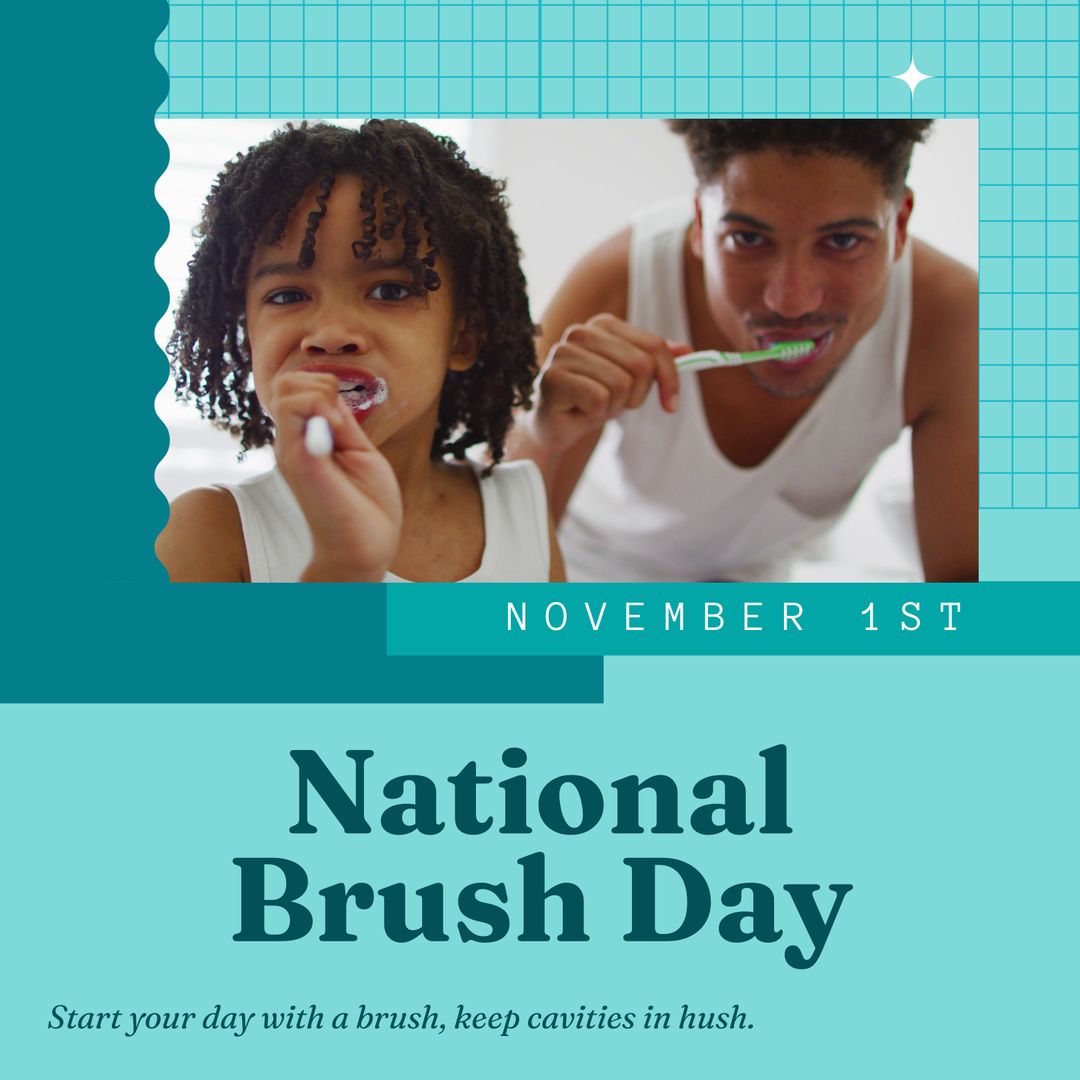 Father and Son Celebrating National Brush Day Together - Download Free Stock Templates Pikwizard.com