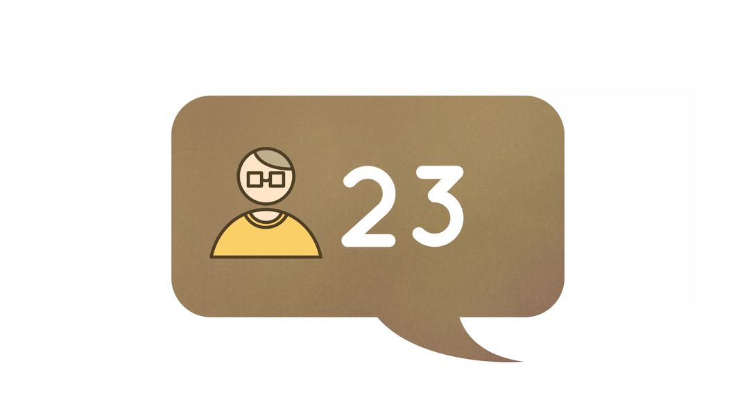 Chat Box with Icon and Number 23 White Background