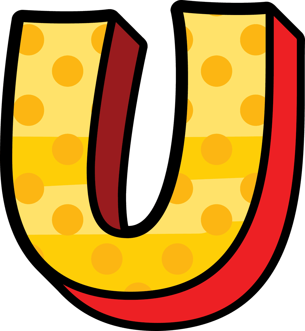Stylish U Letter Illustration with Dotted Pattern on Transparent Background