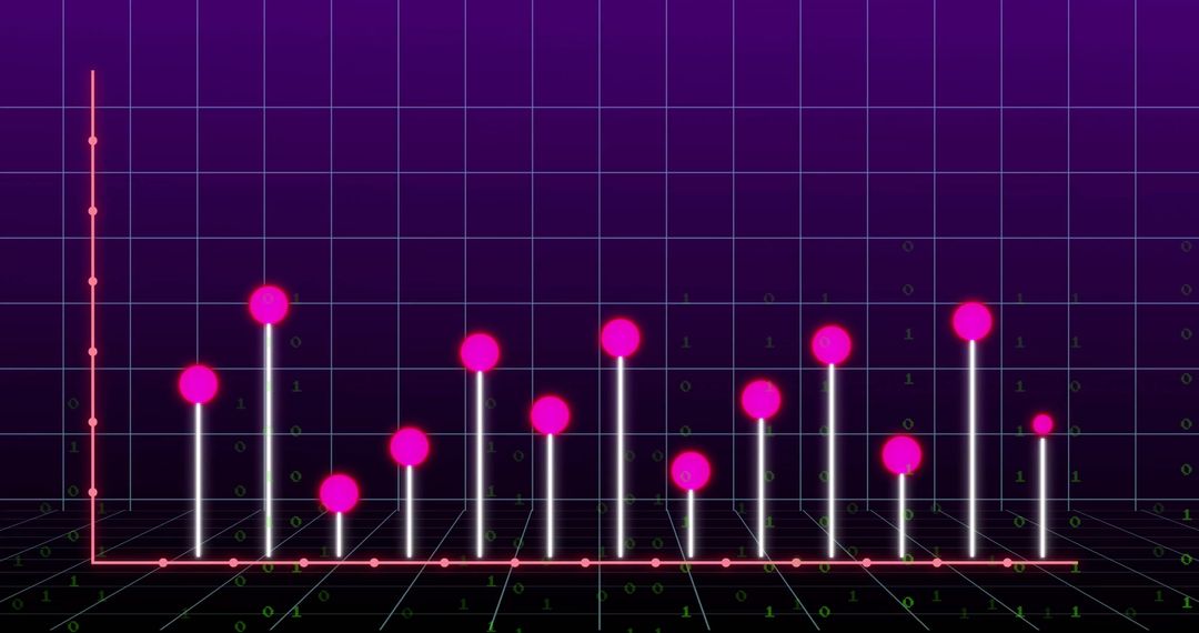 Futuristic Neon Data Graph on Digital Grid