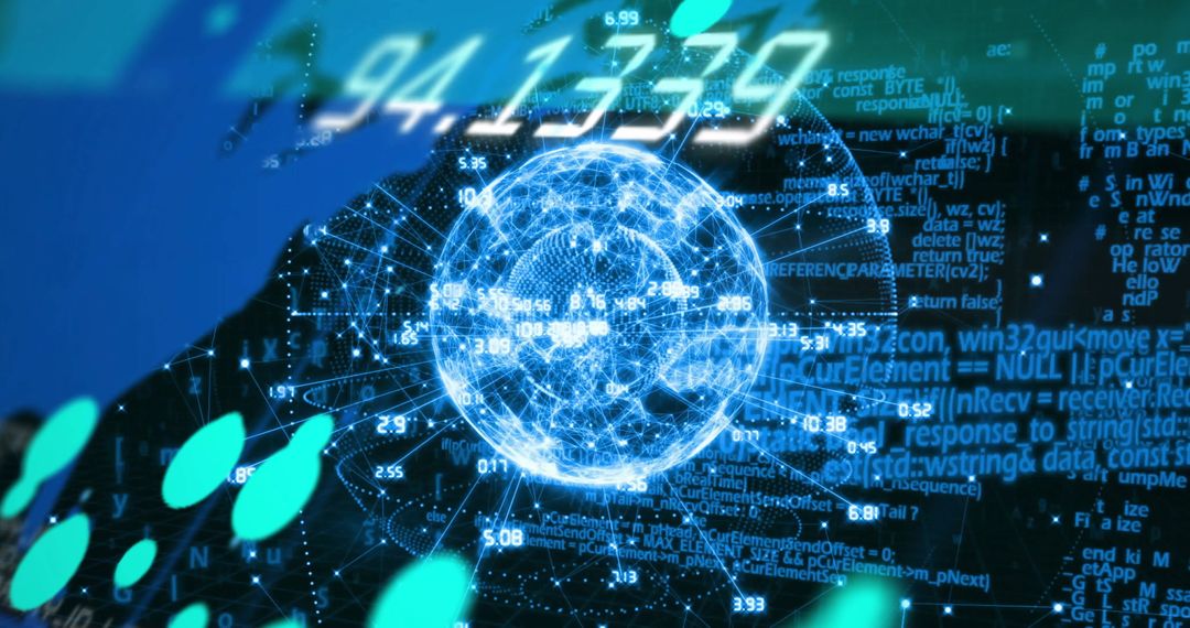 Futuristic Digital Globe with Holographic Data