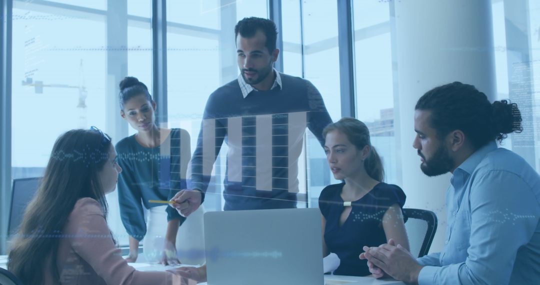 Diverse Team Collaborating on Business Data Analysis