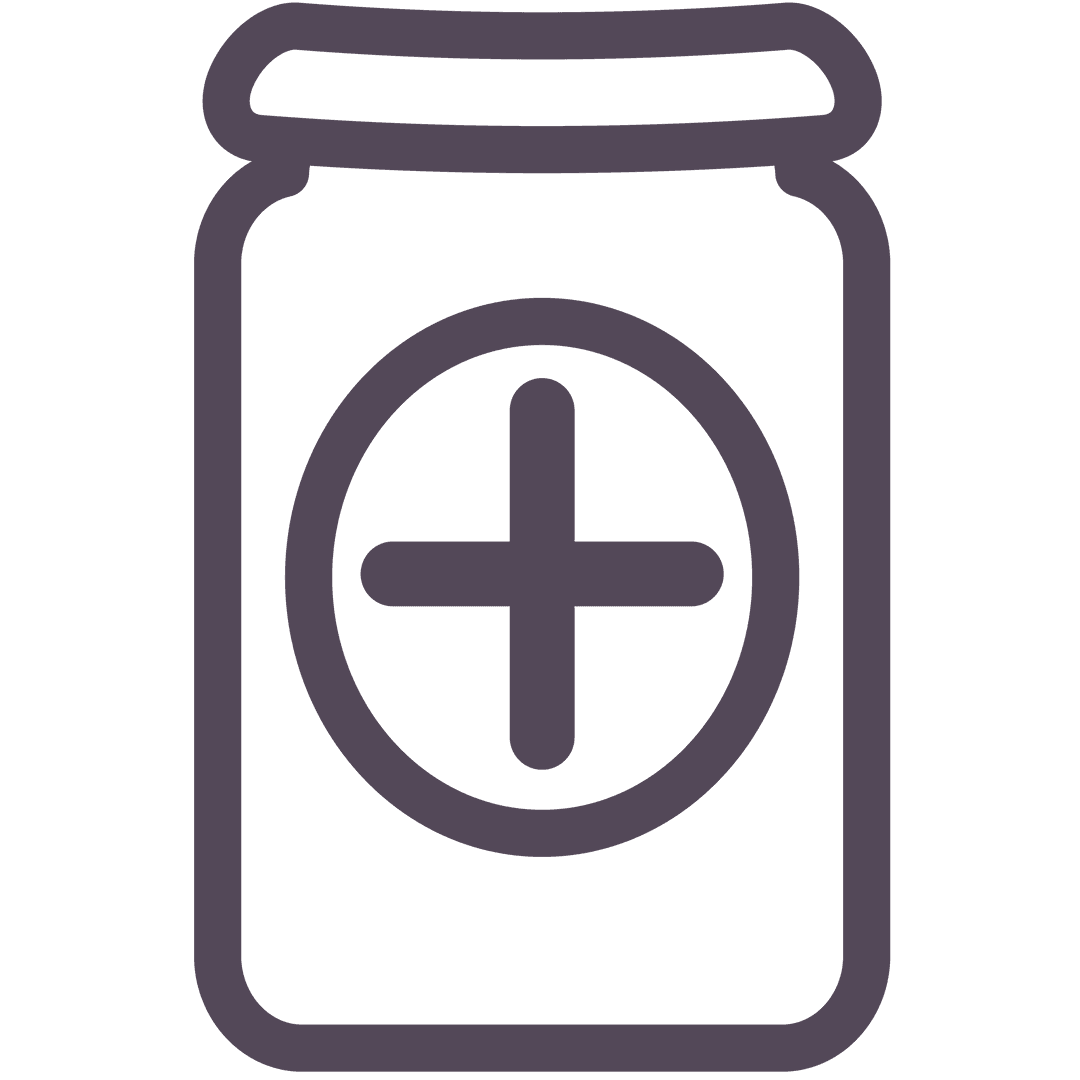 Transparent Purple Medicine Container Icon with Cross
