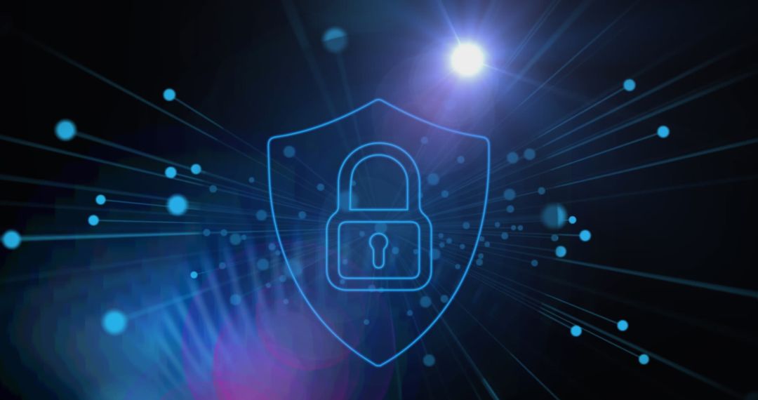 Digital Security Lock Icon on Futuristic Background