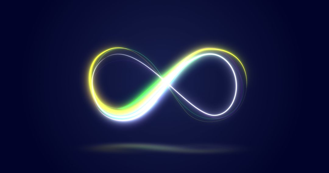 Neon Infinity Symbol on Dark Background Illustrating Endless Concepts