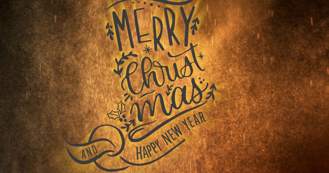 Artistic Calligraphy for Christmas and New Year on Festive Golden Background