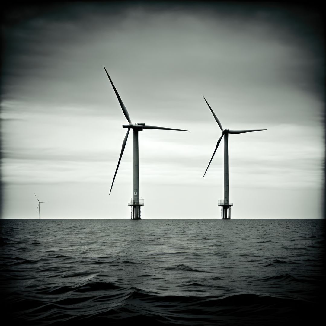 Offshore Wind Turbines in Stormy Sea - Free Images, Stock Photos and Pictures on Pikwizard.com