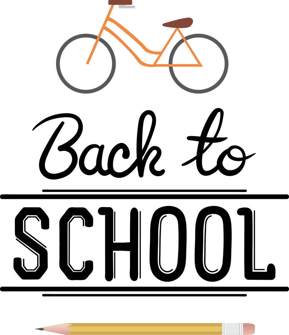 Transparent Design Bicycle Back to School Pencil Graphic