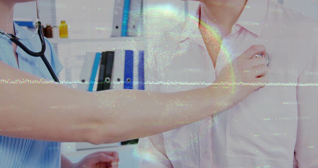 Healthcare Professional Using Stethoscope on Patient in Exam Room