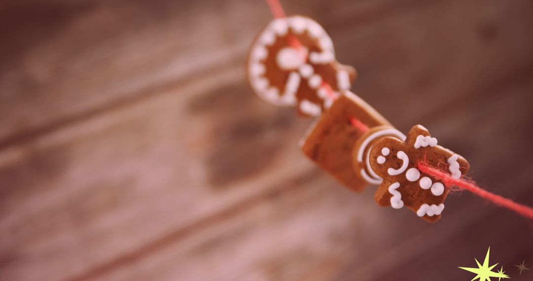 Christmas Gingerbread Cookies Hanging on String
