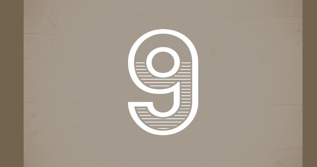 Number 9 Emphasized on Minimalist Grey Background
