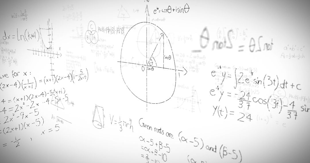 Abstract Mathematical Formulas on Chalkboard Background