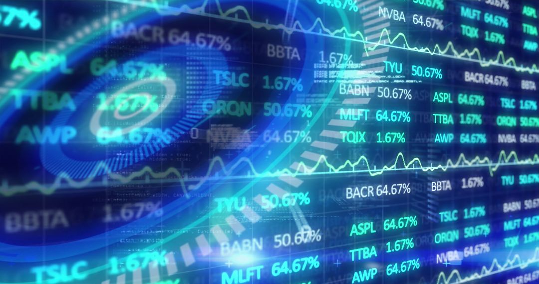 Futuristic Stock Market Analysis with Neon Digital Interfaces