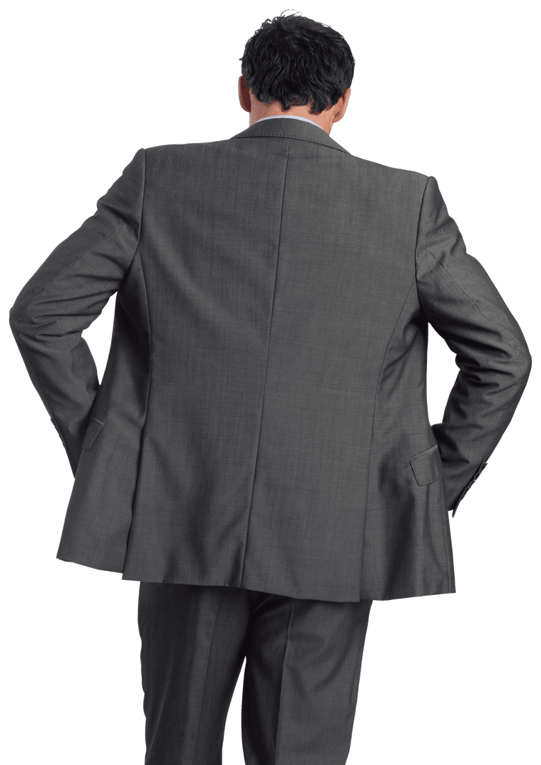 Confident Transparent Businessman's Back View in Suit