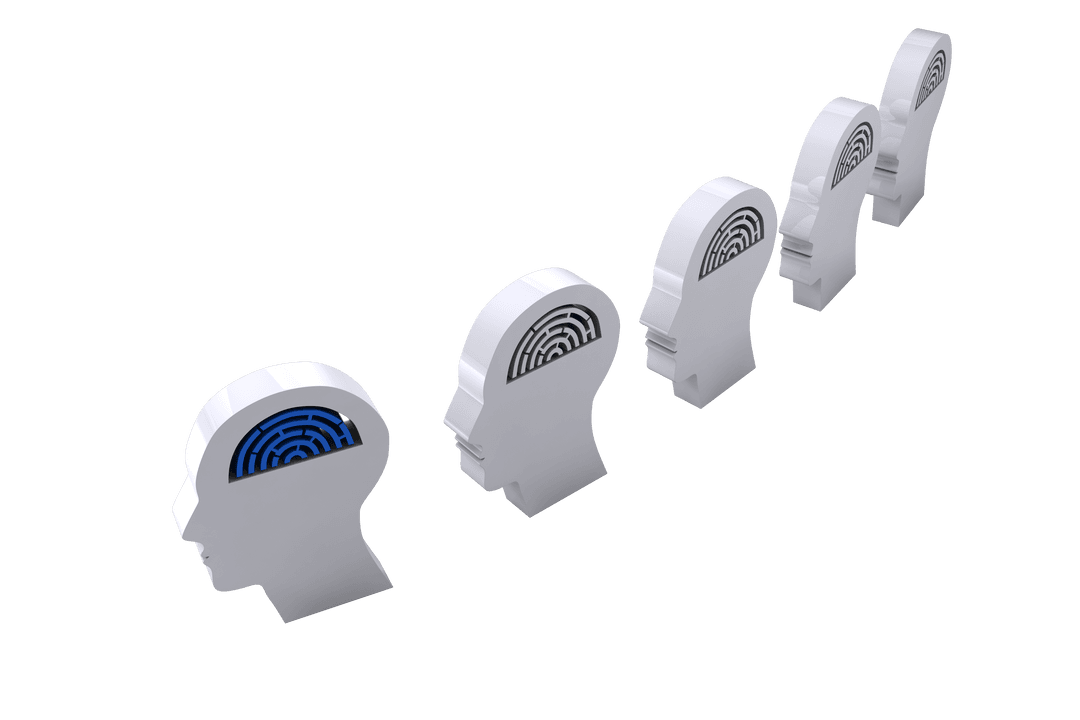 Digital Head Silhouettes with Graphical Design Transparent Background