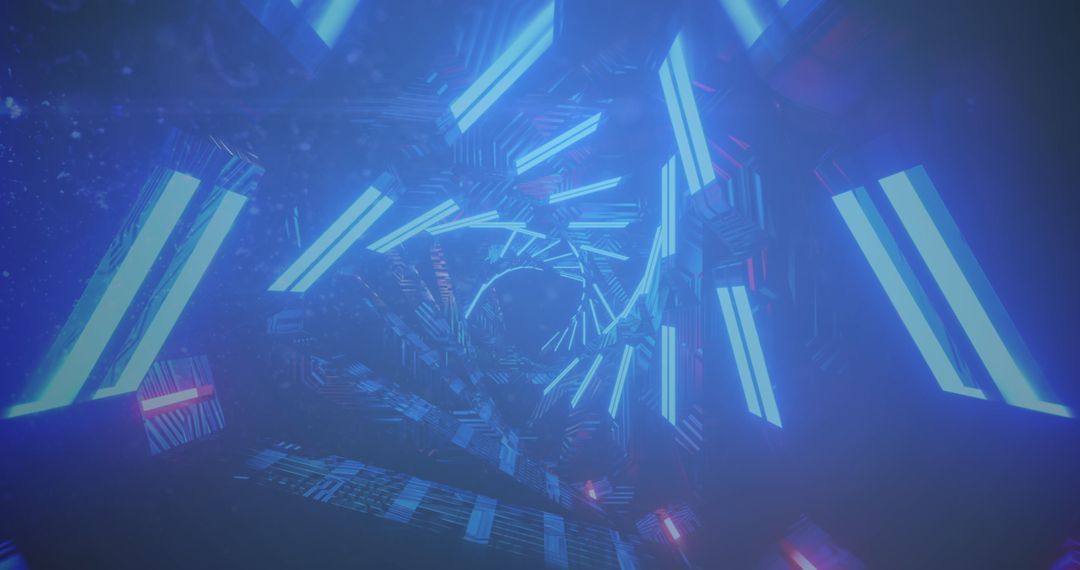 Futuristic Abstract Digital Tunnel with Glowing Neon Lights