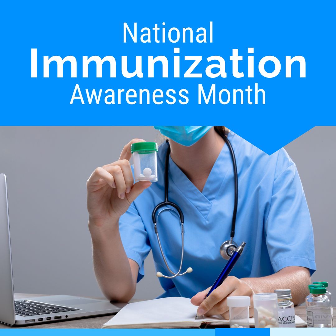 National Immunization Awareness Month Promotion with Doctor and Medication - Download Free Stock Templates Pikwizard.com