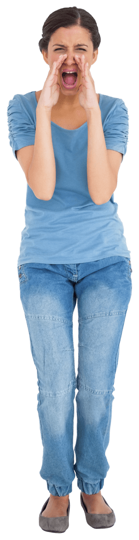 Transparent Cutout of Angry Woman Screaming Emotion Stress