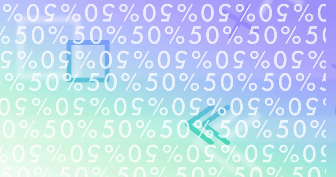 Repetitive 50 Percent Sale Text on Gradient Background