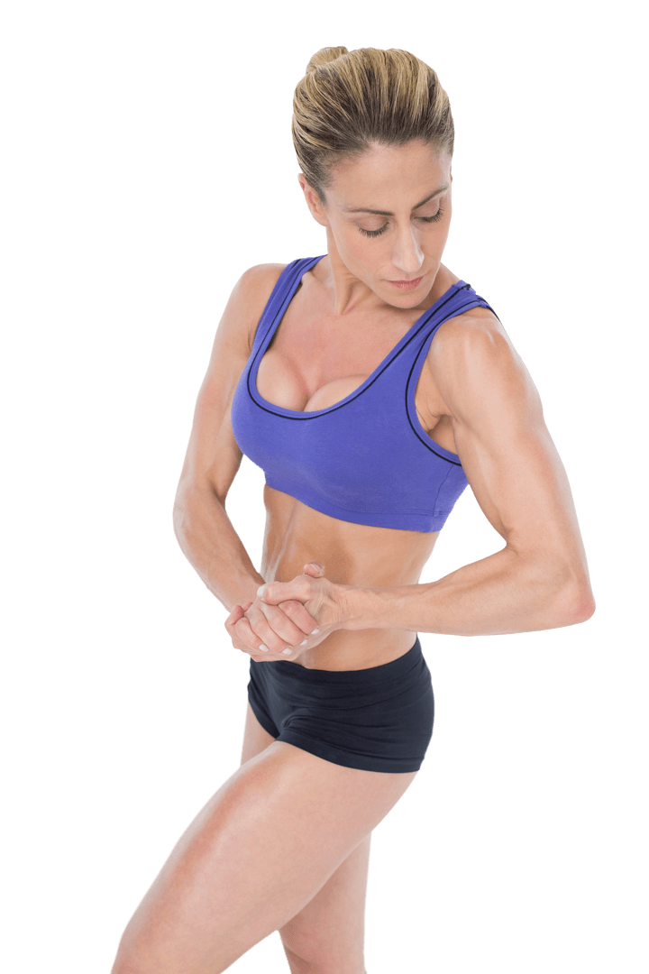 Transparent Image of Strong Blonde Woman in Athletic Pose