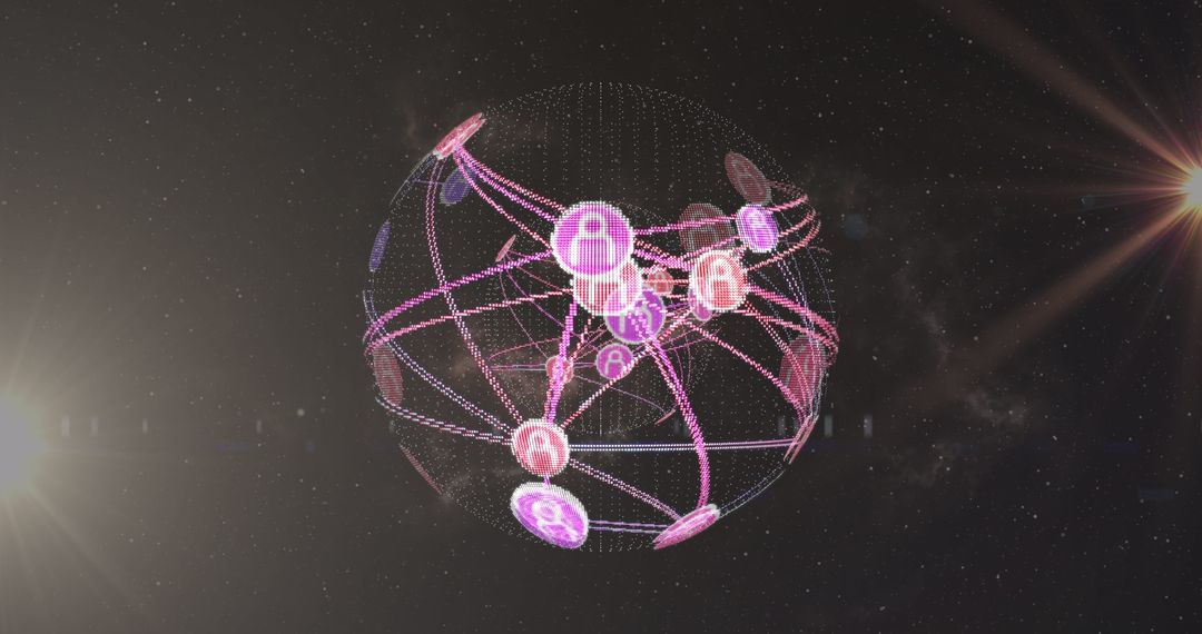 Global Networking Concept with Profile Icons and Digital Links