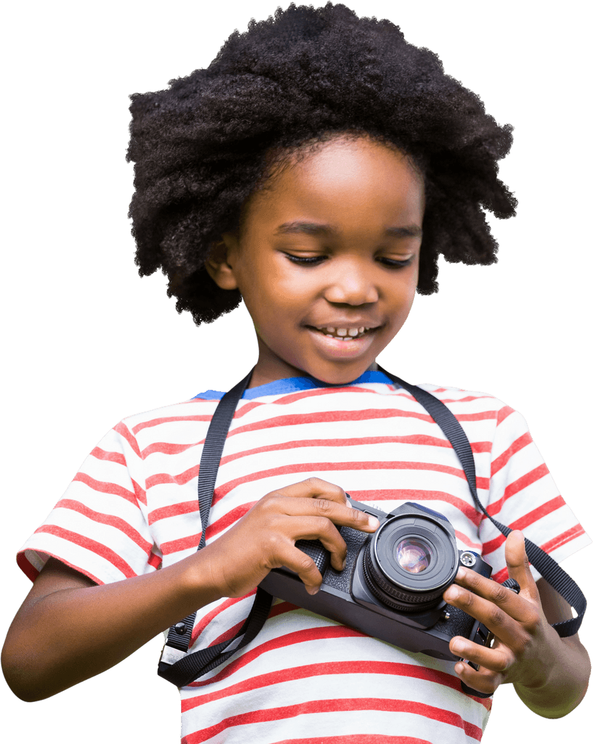 Smiling Child Photographer Holding Camera Transparent Background