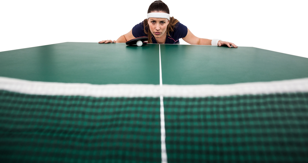 Confident Female Athlete Leaning on Tennis Table, Isolated on Transparent Background - Download Free Stock Images Pikwizard.com