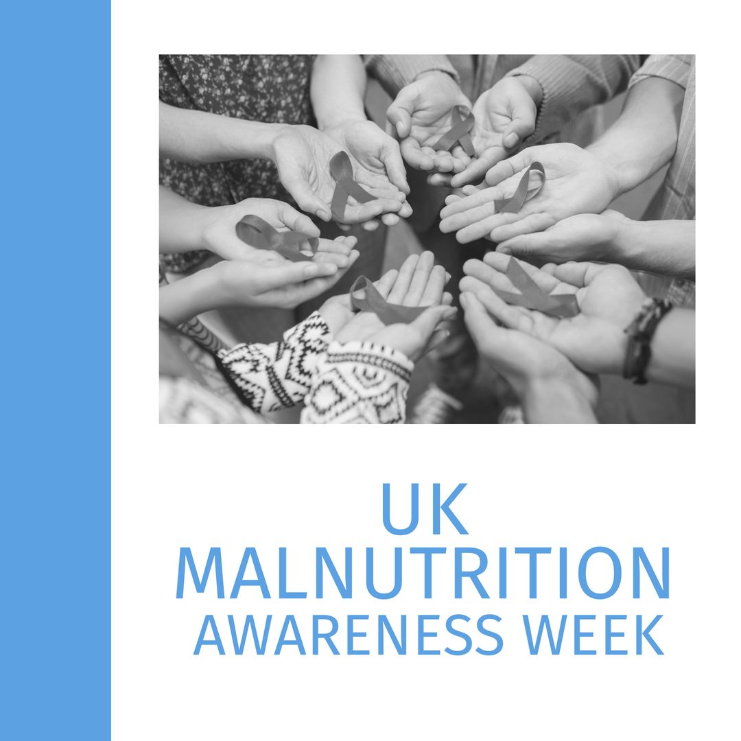 Hands Together with Malnutrition Awareness Ribbons