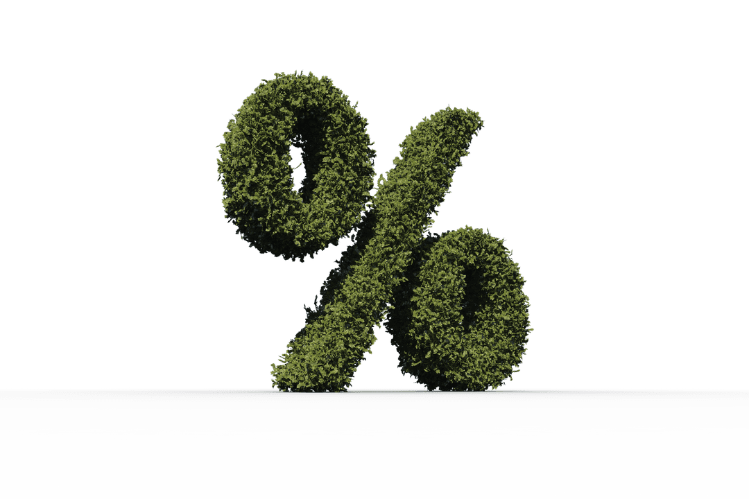 Transparent Percentage Symbol Crafted from Lush Green Leaves