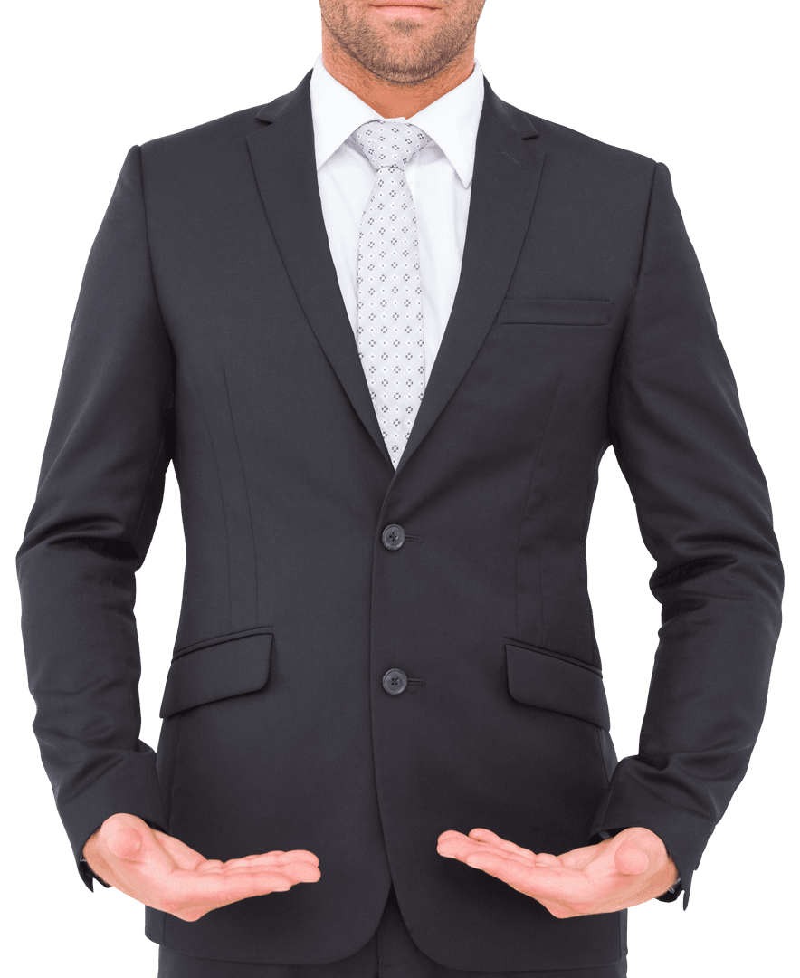 Businessman Standing with Hands Out Transparent Background