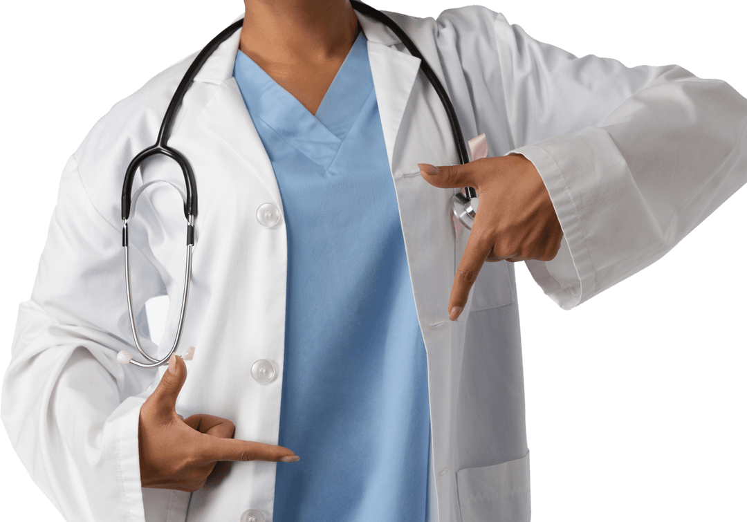 Transparent Healthcare Professional Indicating Focused Space with Hands