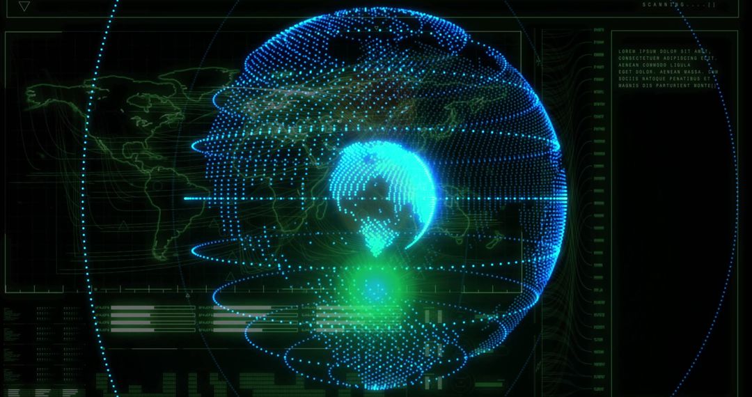 Rotating Digital Globe Illustrating Global Connectivity and Data Systems