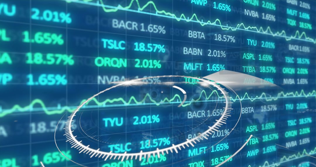 Digital Globe Overlapping Stock Market Data Displays