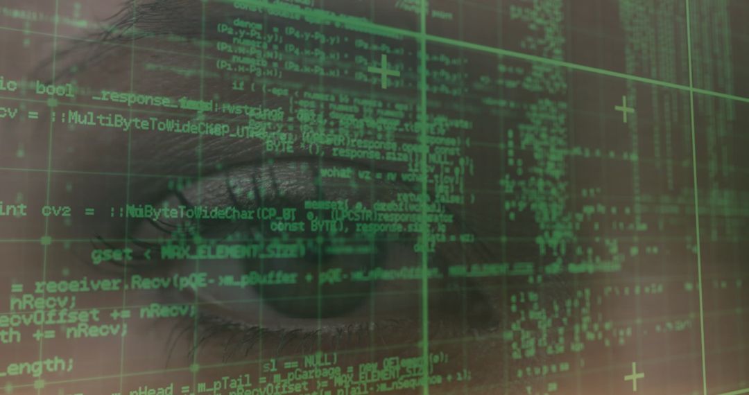 Eye and Green Digital Code Overlay Concept