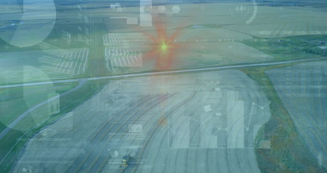 Aerial View of Digital Agriculture With Data Visualization Overlays