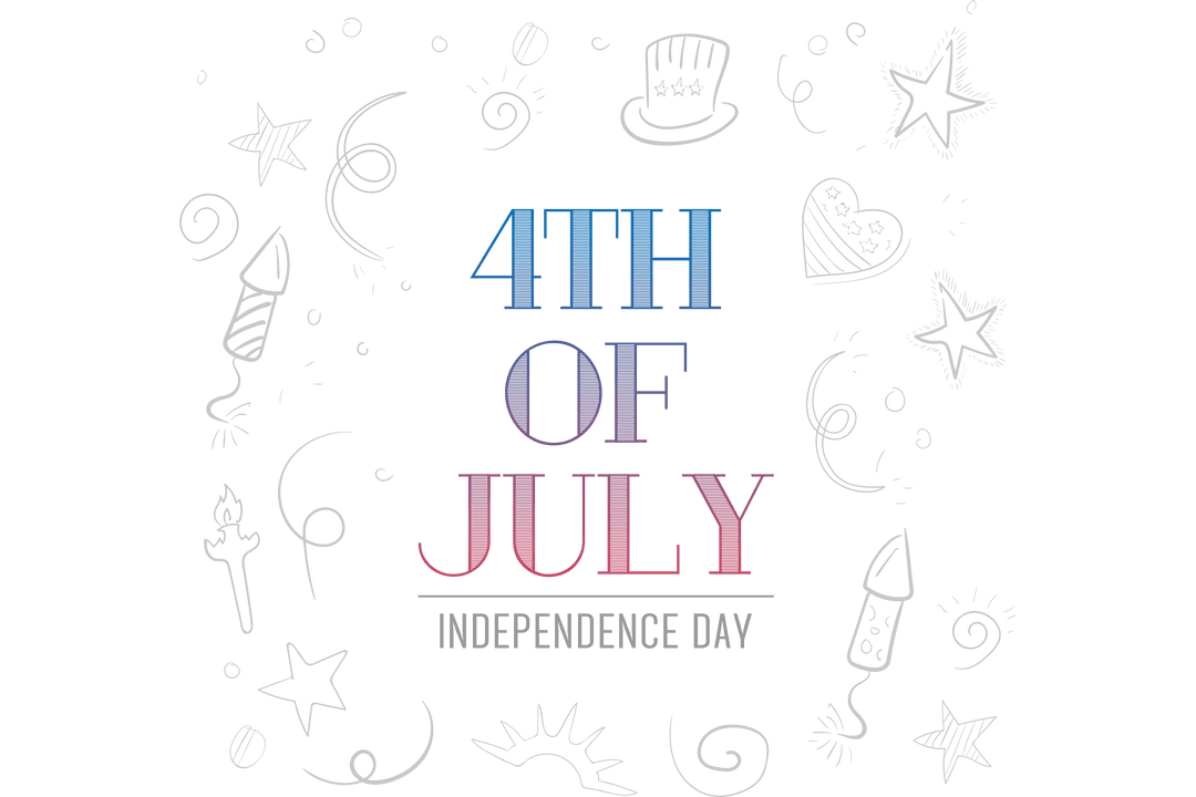 4th of July Independence Day Illustration on Transparent Background