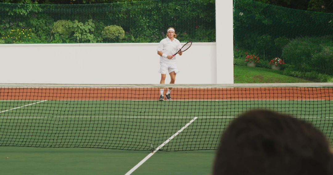 Senior Man Playing Tennis Outdoors - Free Images, Stock Photos and Pictures on Pikwizard.com