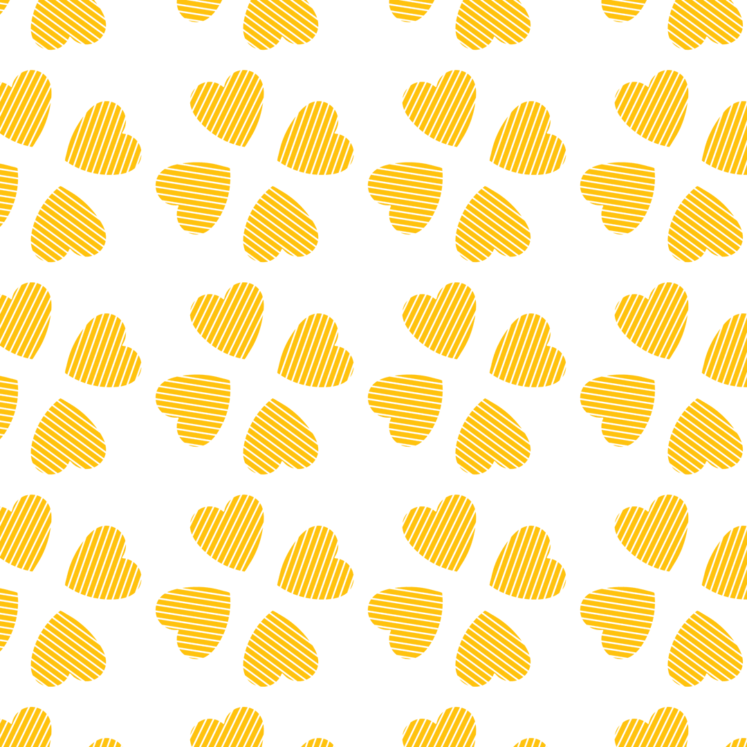 Seamless Yellow Heart Clover Pattern on Transparent Background