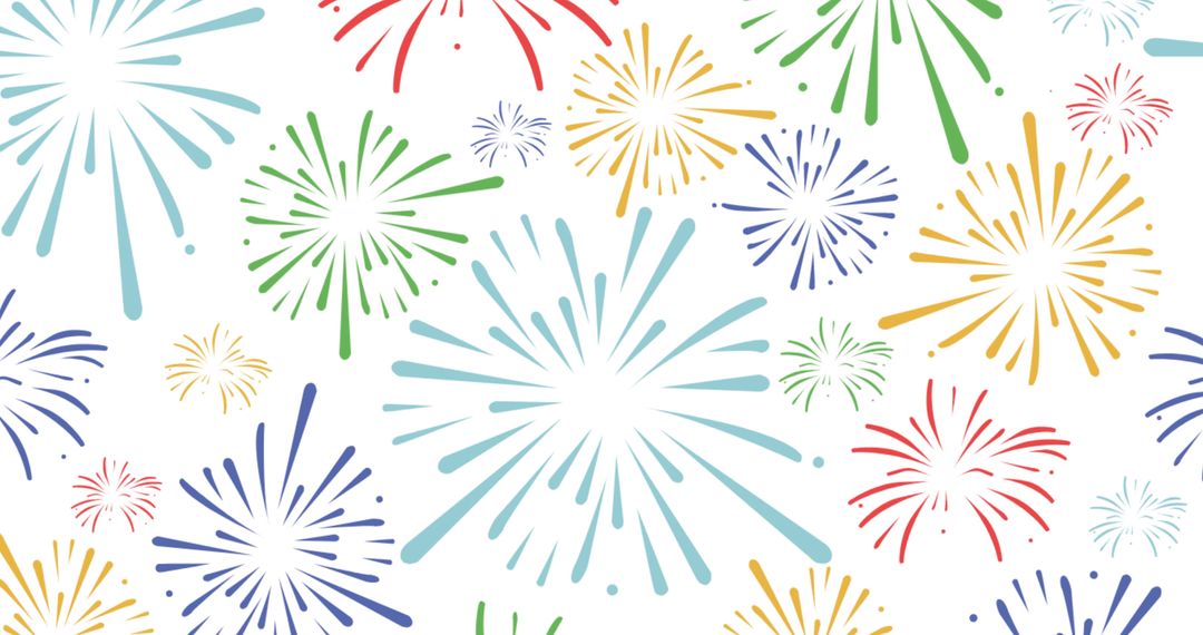 Colorful Fireworks Pattern on White Background