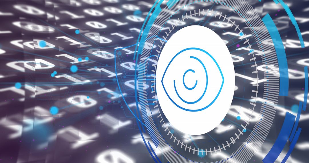 Futuristic Data Processing Interface with Eye Icon