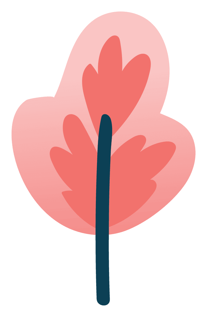 Pink Leaf Illustrated on Transparent Background for Design Projects