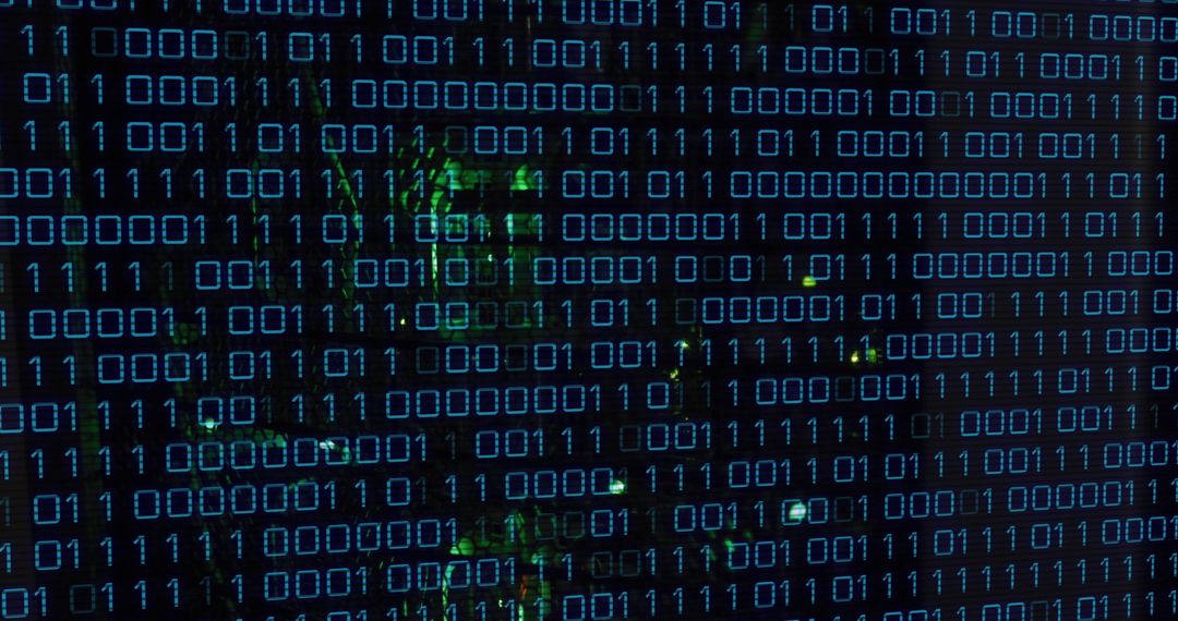Binary Code Reflections on Dark Server Room Background - Free Images, Stock Photos and Pictures on Pikwizard.com