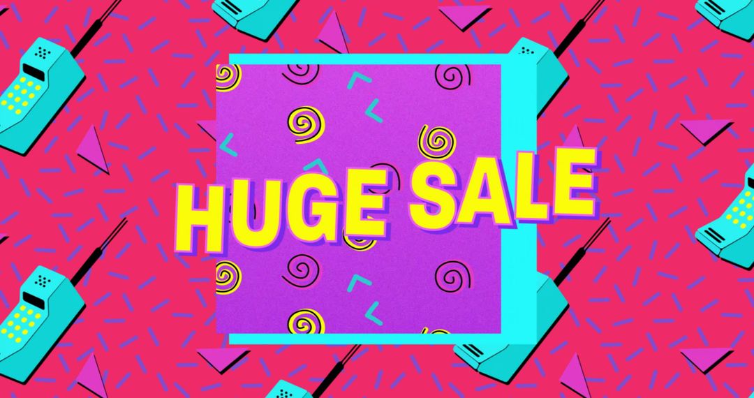 Colorful Retro Promotion with Bold Sale Text and Vintage Elements