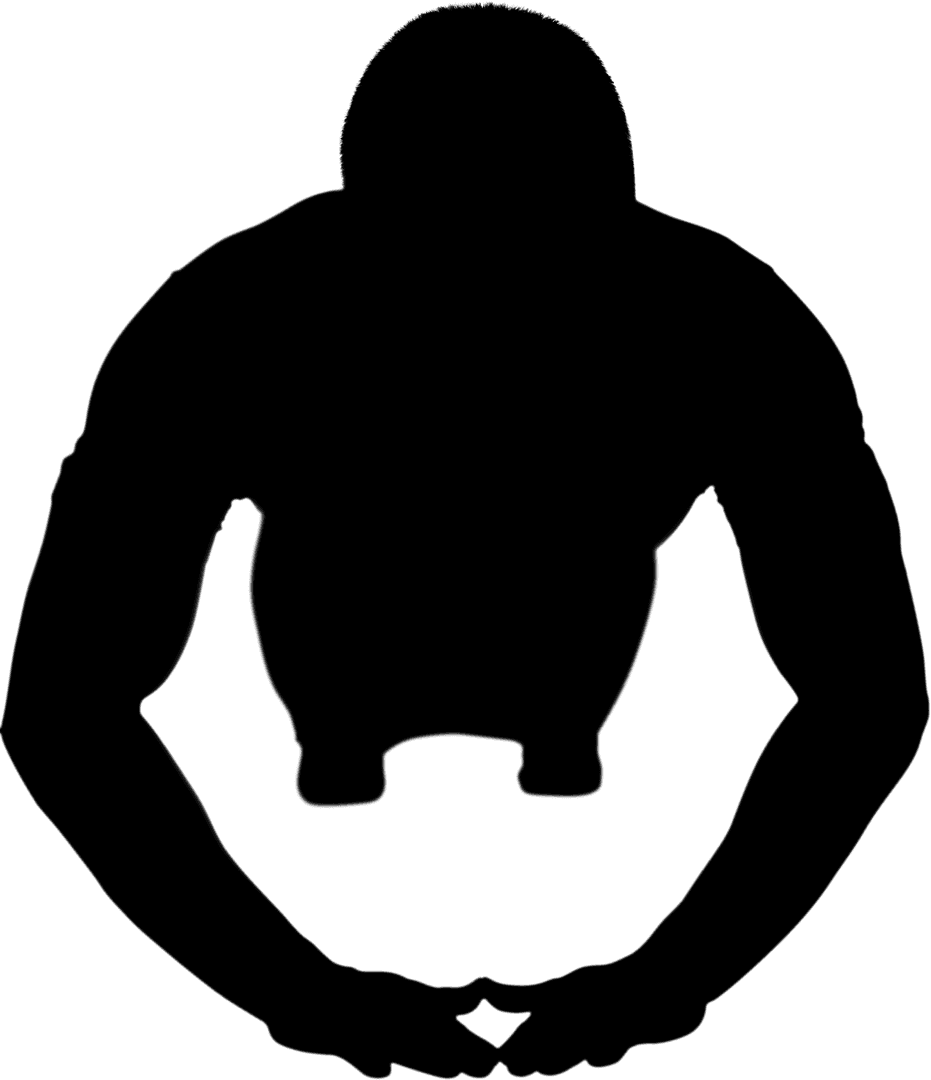 Silhouetted Man Performing Push Ups on Transparent Background