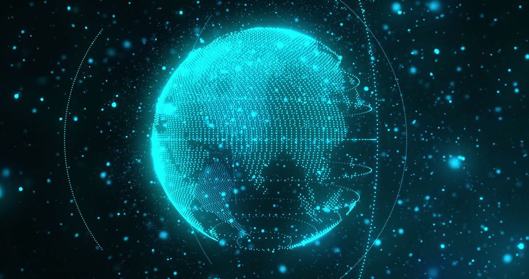 Digital Network of Connections Surrounding Spinning Globe