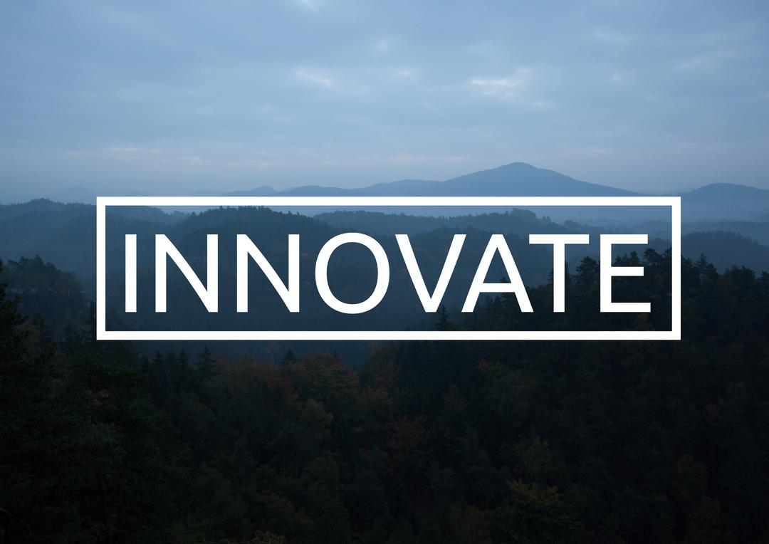 Innovate Text Overlay on Misty Mountain Background - Free Images, Stock Photos and Pictures on Pikwizard.com