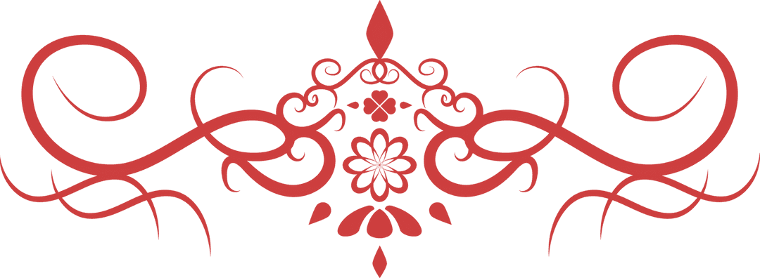 Ornate Red Floral Design on Transparent Background