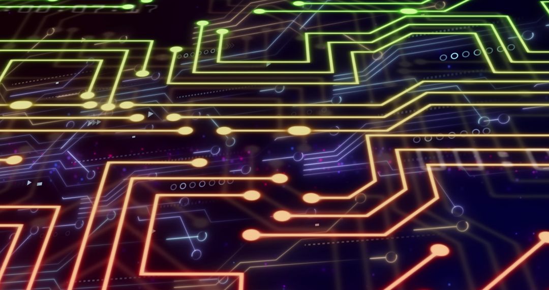 Abstract Digital Circuit Board Matrix in Glowing Colors